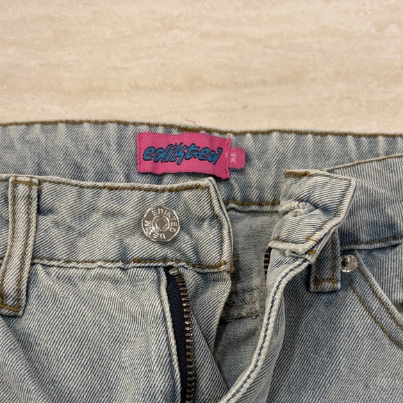 Edikted Light Blue Jeans with Pink Bow Detail - Picture 2 of 2